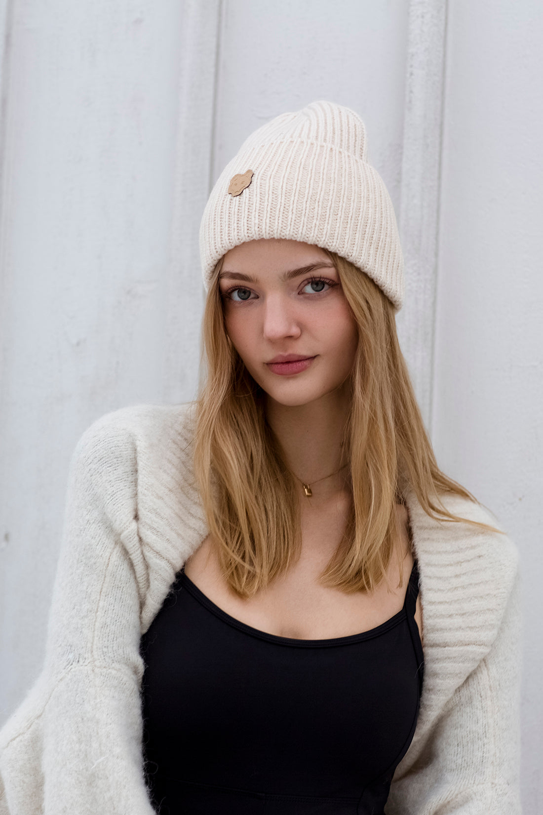 Arctic Breeze Linen White Beanie
